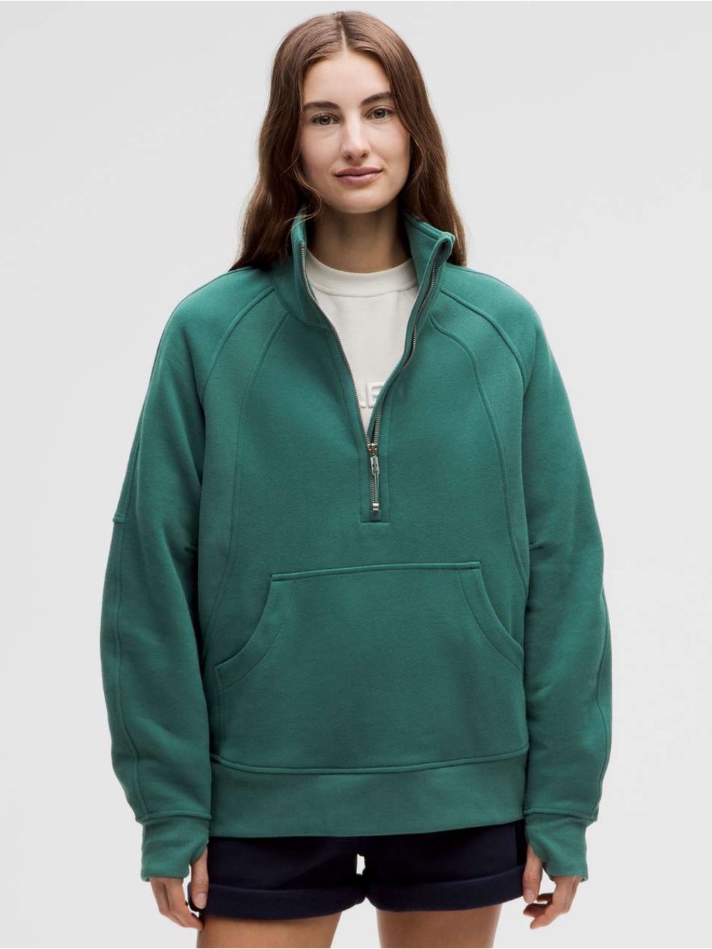 NWT Lululemon Scuba Oversized Funnel Neck Half Zip *Long – Storm Teal – M/L - Picture 2 of 11